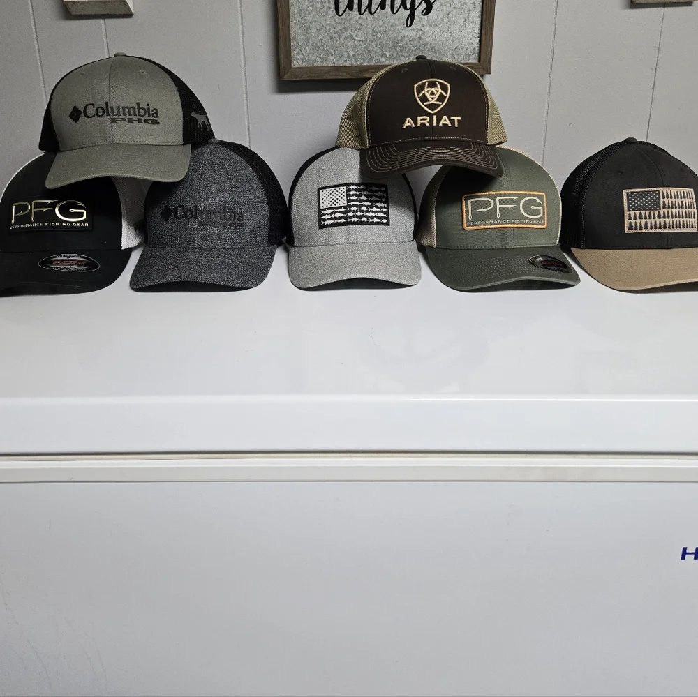 Lot Of 6 Columbia Hats 1 Ariat Snapback - Picture 1 of 2